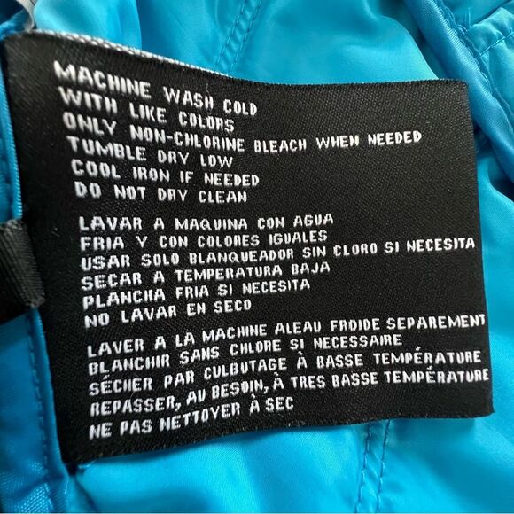 Guess Lightweight Puffer Jacket Coat Sky Blue Packable Travel SZ L - Picture 12 of 14